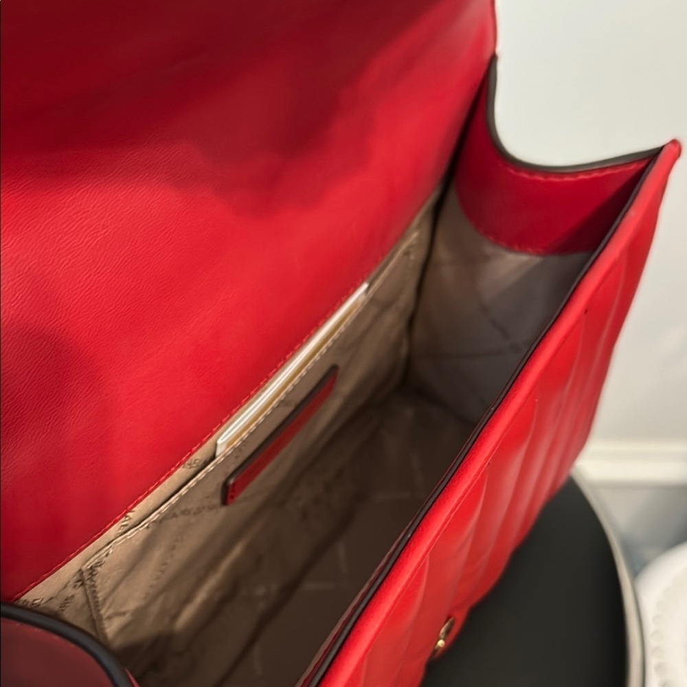 Michael Kors Red Quilted Leather Shoulder Bag - Picture 11 of 13